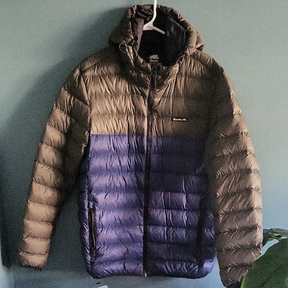 ROOTS  Men's Brown and Blue Puffer Jacket